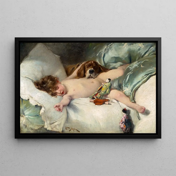Christmas Morning Painting - Bruno Piglhein — framed artwork on a wall