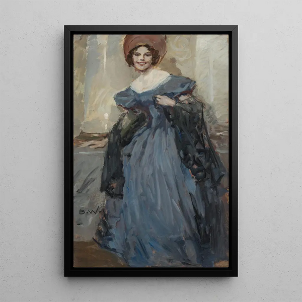 Reproduction of the painting Lady in dark blue ball gown - Brynolf Wennerberg