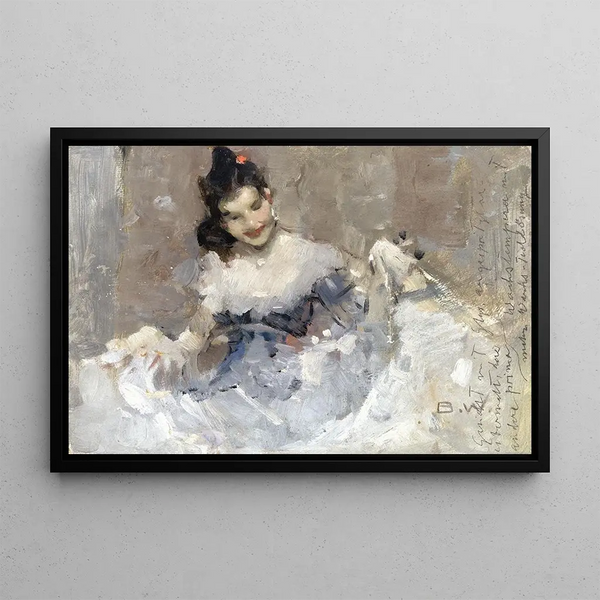 Young girl in ball gown - Brynolf Wennerberg — framed artwork on a wall