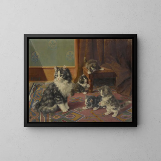 Family of cats - Burkhard Flury — framed artwork on a wall