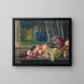 Nature morte avec des fruits - Burkhard Flury — framed artwork on a wall
