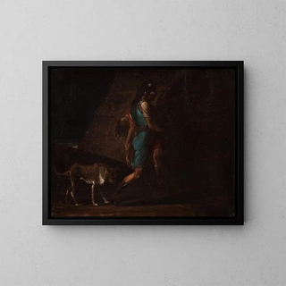 Ossian painting depicting his dead brother Gillan followed by Fingal Bran's dog - C.F. Hyer — framed artwork on a wall