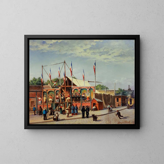 La baraque du lutteur Dubois boulevard de la Villette - C. Bussillet — framed artwork on a wall
