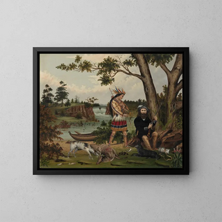Chasseur and Indian guide Painting - C L Woodhouse — framed artwork on a wall