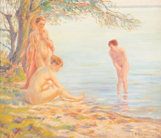 Three Nudes Bathing - C Peter Bergmann — artwork view
