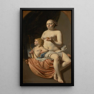 Venus and Cupid - Caesar van Everdingen — framed artwork on a wall