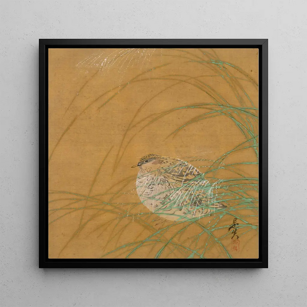 Quail in the Grass - Shibata Zeshin — framed artwork on a wall