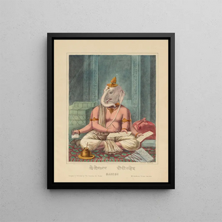 Ganesha painting transcribing the Mahabharata - Calcutta Art Studio — framed artwork on a wall