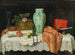 Still life with sheet music, a jewelry box, and an Asian vase - Camilla Friedländer — artwork view