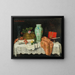 Still life with sheet music, a jewelry box, and an Asian vase - Camilla Friedländer — framed artwork on a wall