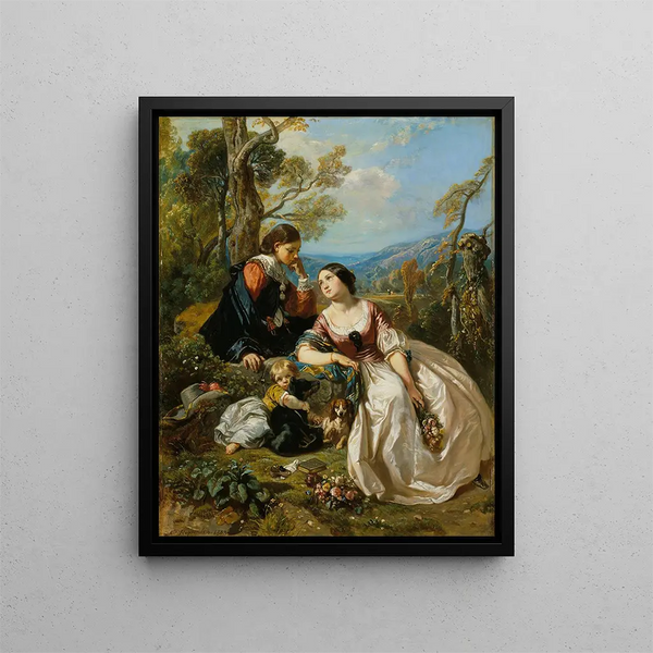 A sentimental conversation - Camille Joseph Étienne Roqueplan — framed artwork on a wall