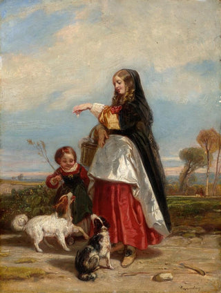 Woman and Child with Dogs - Camille Joseph Étienne Roqueplan — artwork view