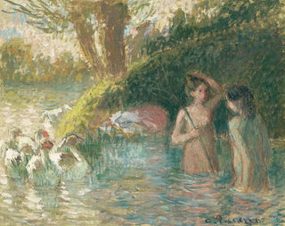 Bathers keeping fingers - Camille Pissarro — artwork view