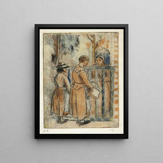 Women beggars - Camille Pissarro — framed artwork on a wall