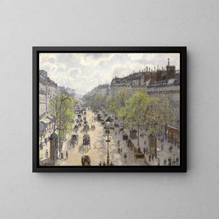 Spring on Boulevard Montmartre - Camille Pissarro — framed artwork on a wall