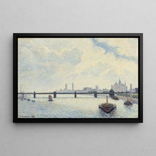 Pont de Charing Cross, London - Camille Pissarro — framed artwork on a wall