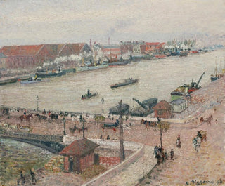the Seine Flood, Pont Boieldieu, Rouen - Camille Pissarro — artwork view