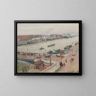 the Seine Flood, Pont Boieldieu, Rouen - Camille Pissarro — framed artwork on a wall