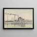 Factory on the Oise at Pontoise - Camille Pissarro — framed artwork on a wall