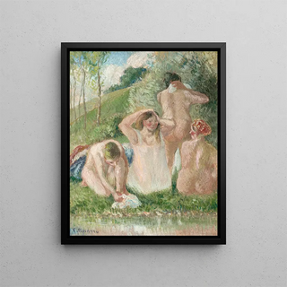 Group of Bathers - Camille Pissarro — framed artwork on a wall