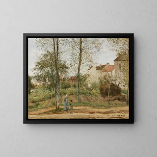 Houses in Bougival - Camille Pissarro — framed artwork on a wall