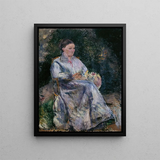 Julie Pissarro in the garden - Camille Pissarro — framed artwork on a wall
