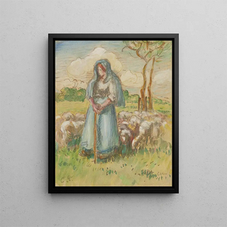 The Shepherd - Camille Pissarro — framed artwork on a wall