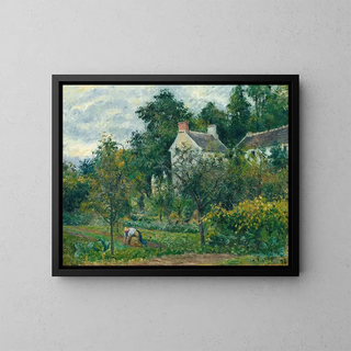 La Maison Rondest and its garden l'Hermitage, Pontoise - Camille Pissarro — framed artwork on a wall