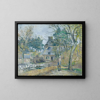 La ferme de Montfoucault - Camille Pissarro — framed artwork on a wall