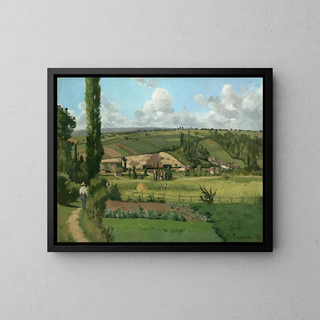 Landscape at Pontoise - Camille Pissarro — framed artwork on a wall