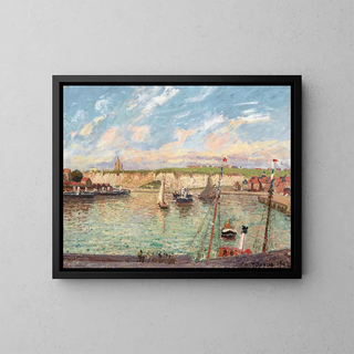 The Port of Dieppe, Afternoon, Bright Weather - Camille Pissarro — framed artwork on a wall