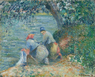 Laveuses au bord de l'eau à Pontoise - Camille Pissarro — artwork view