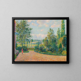 The Garden of Octave Mirbeau on the terrace of Damps - Camille Pissarro — framed artwork on a wall