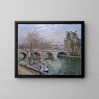 Le Pont Royal et le Pavillon de Flore - Camille Pissarro — framed artwork on a wall