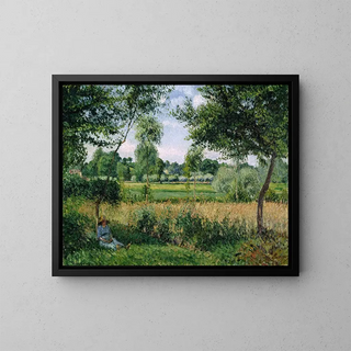 Morning Light Effect at Eragny - Camille Pissarro — framed artwork on a wall