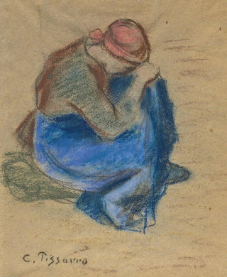 Cropped Peasant Painting - Camille Pissarro — artwork view