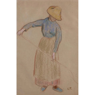 Peasant Painting with Pitchfork - Camille Pissarro — artwork view