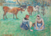Seated Peasant Women Keeping Cows - Camille Pissarro — artwork view