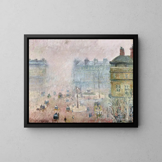 Place du Théâtre-Français, fog effect - Camille Pissarro — framed artwork on a wall