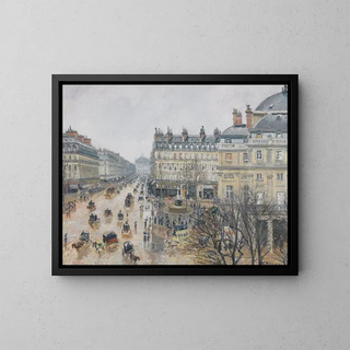 Place du Théâtre Français, Paris, under the rain - Camille Pissarro — framed artwork on a wall