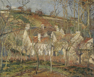 Coin de village sous la neige avec des toits rouges - Camille Pissarro — artwork view
