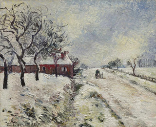 Snowy Road with House near Éragny - Camille Pissarro — artwork view
