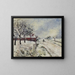 Snowy Road with House near Éragny - Camille Pissarro — framed artwork on a wall