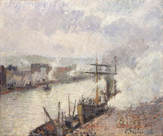 Bateaux à vapeur dans le port de Rouen - Camille Pissarro — artwork view
