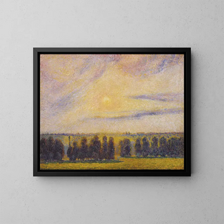 Sunset at Eragny - Camille Pissarro — framed artwork on a wall