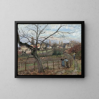 La clôture - Camille Pissarro — framed artwork on a wall