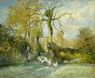 La fille aux oies à Montfoucault Gel blanc - Camille Pissarro — artwork view