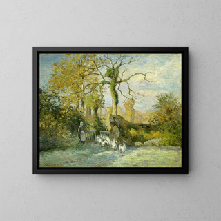 La fille aux oies à Montfoucault Gel blanc - Camille Pissarro — framed artwork on a wall