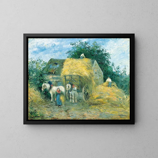 The Hay Cart Montfoucault - Camille Pissarro — framed artwork on a wall