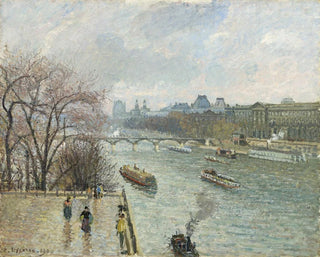 The Louvre in the rain in the afternoon - Camille Pissarro — artwork view